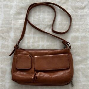 Paul & Taylor Tan Leather Crossbody Organizer Bag, Size S